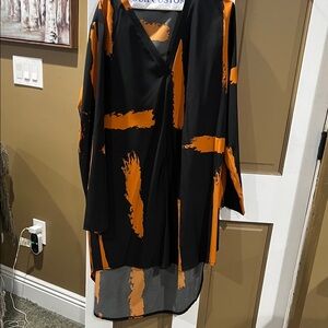 SHEIN Black and Orange Abstract Dress or long top